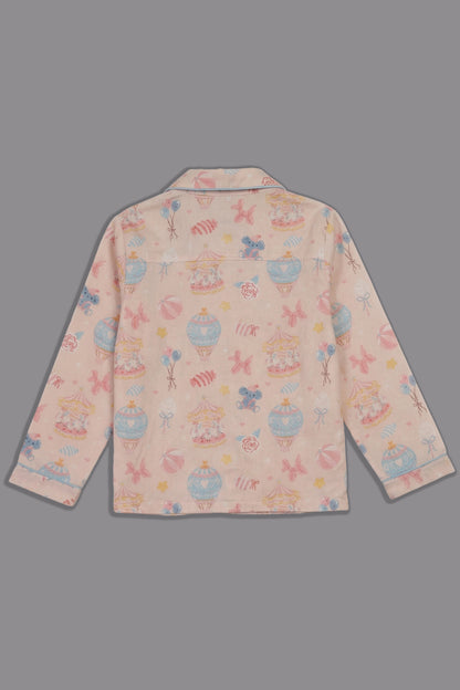 Funfair Kids Button Down Pj Set - Pure Cotton Pj Set with Notched Collar