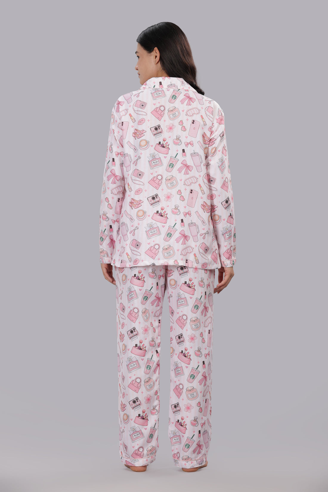 Makeup Forever Button Down Pj Set - Cotton Rayon Pj Set with Notched Collar