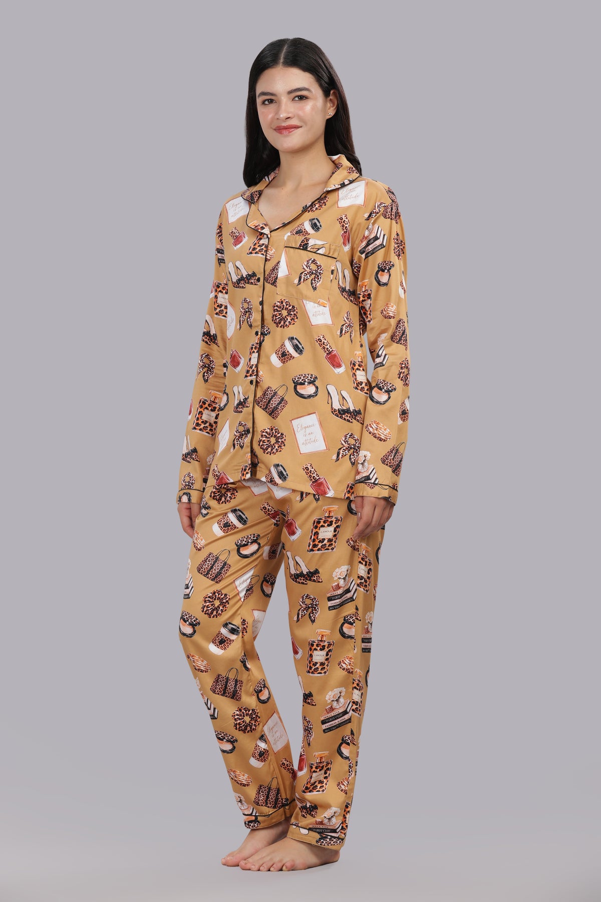 Sassy Spots Button Down Pj Set - Pure Cotton Pj Set with Notched Collar