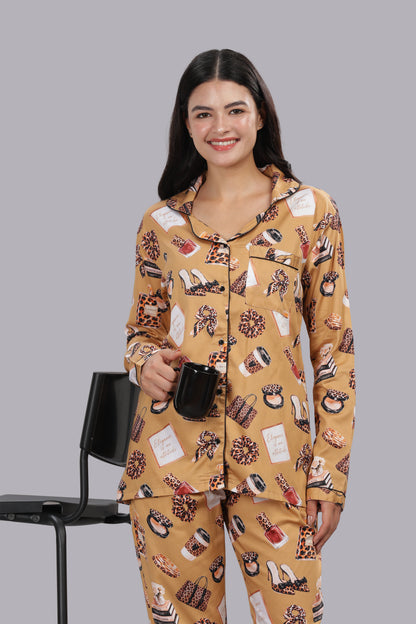 Sassy Spots Button Down Pj Set - Pure Cotton Pj Set with Notched Collar