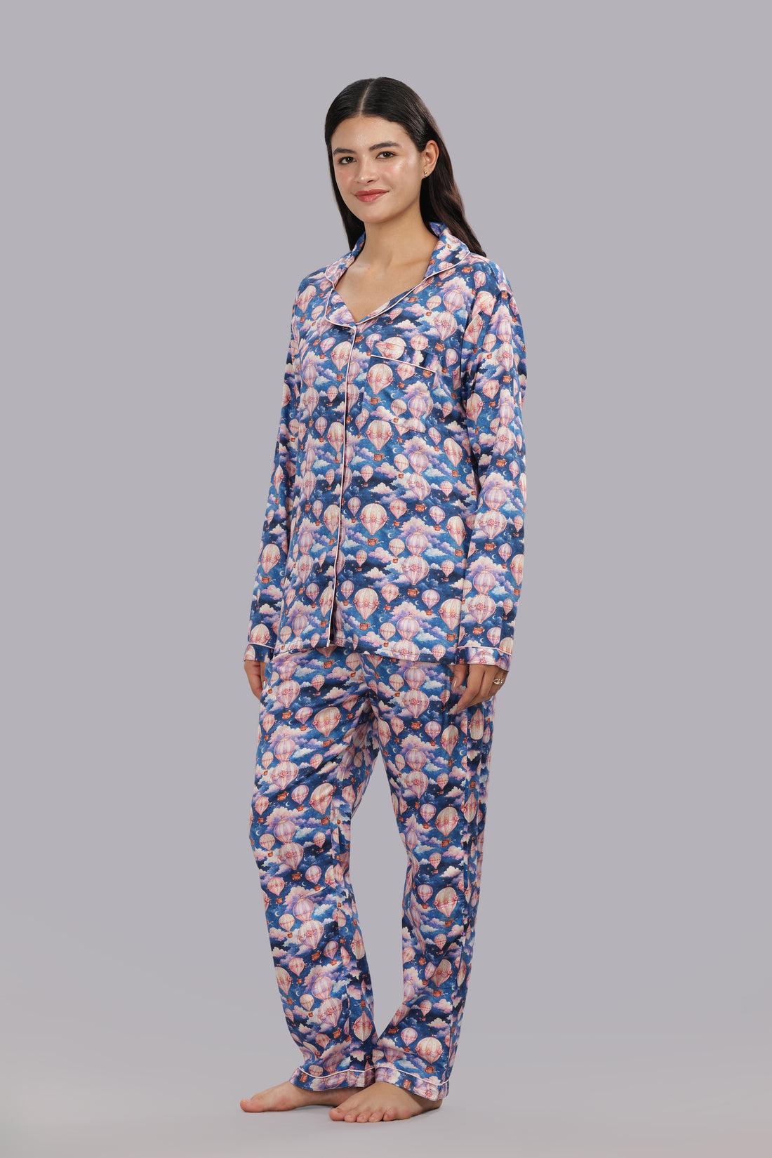 Parachutes Button Down Pj Set - Pure Cotton Pj Set with Notched Collar