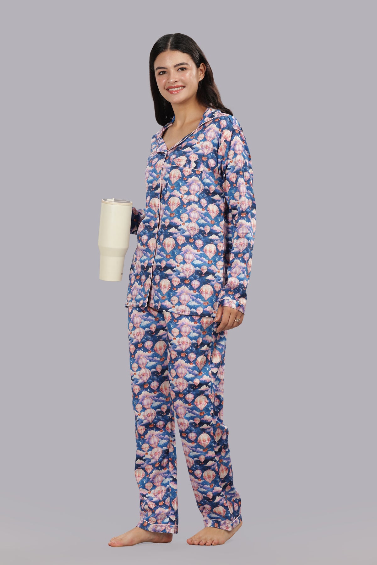 Parachutes Button Down Pj Set - Pure Cotton Pj Set with Notched Collar