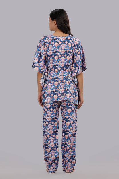 Parachutes Maternity Kaftan Pj Set - Pure Cotton Pj Set in Kaftan Style with Single Invisible Zip for Feeding