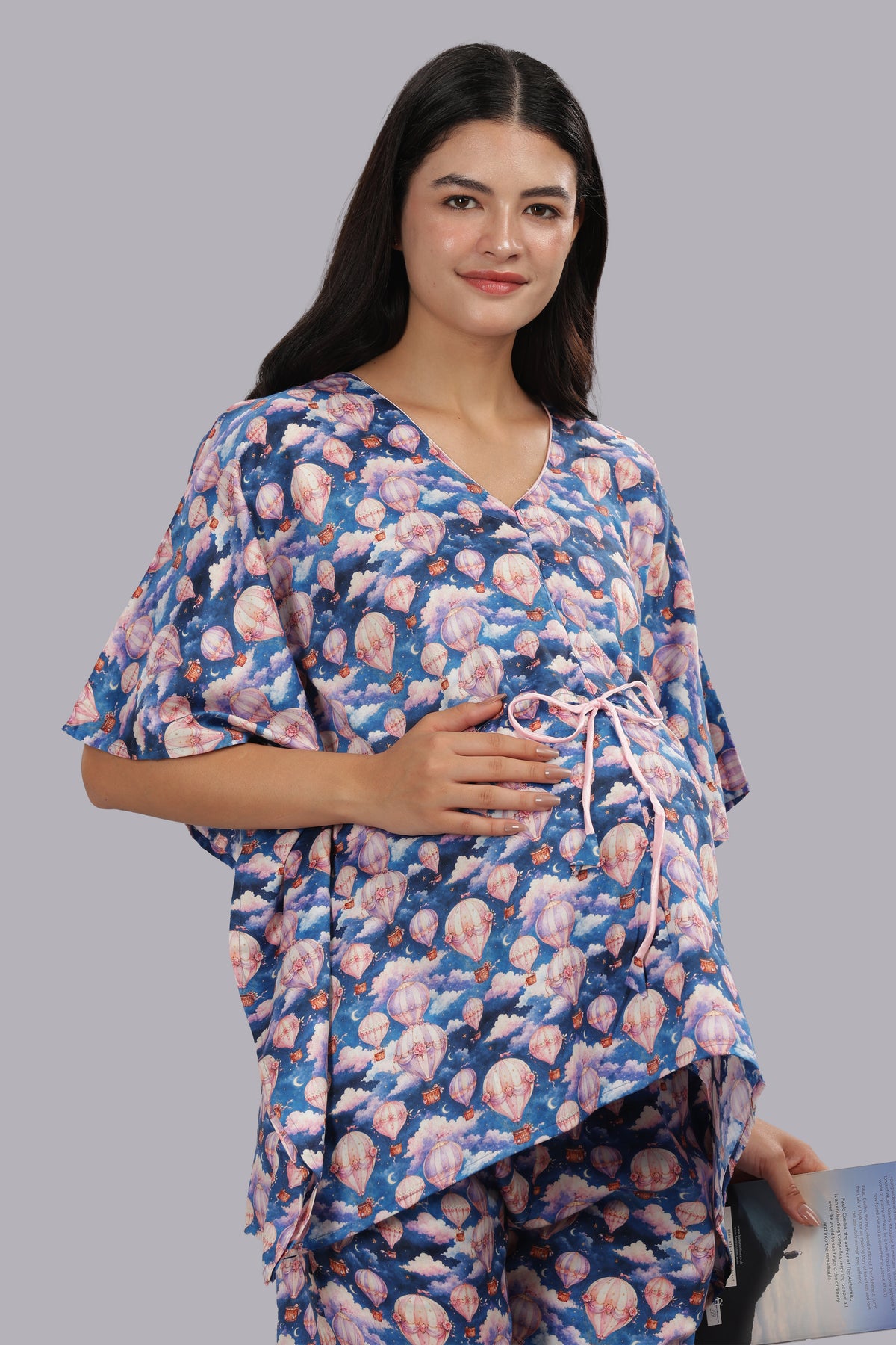 Parachutes Maternity Kaftan Pj Set - Pure Cotton Pj Set in Kaftan Style with Single Invisible Zip for Feeding