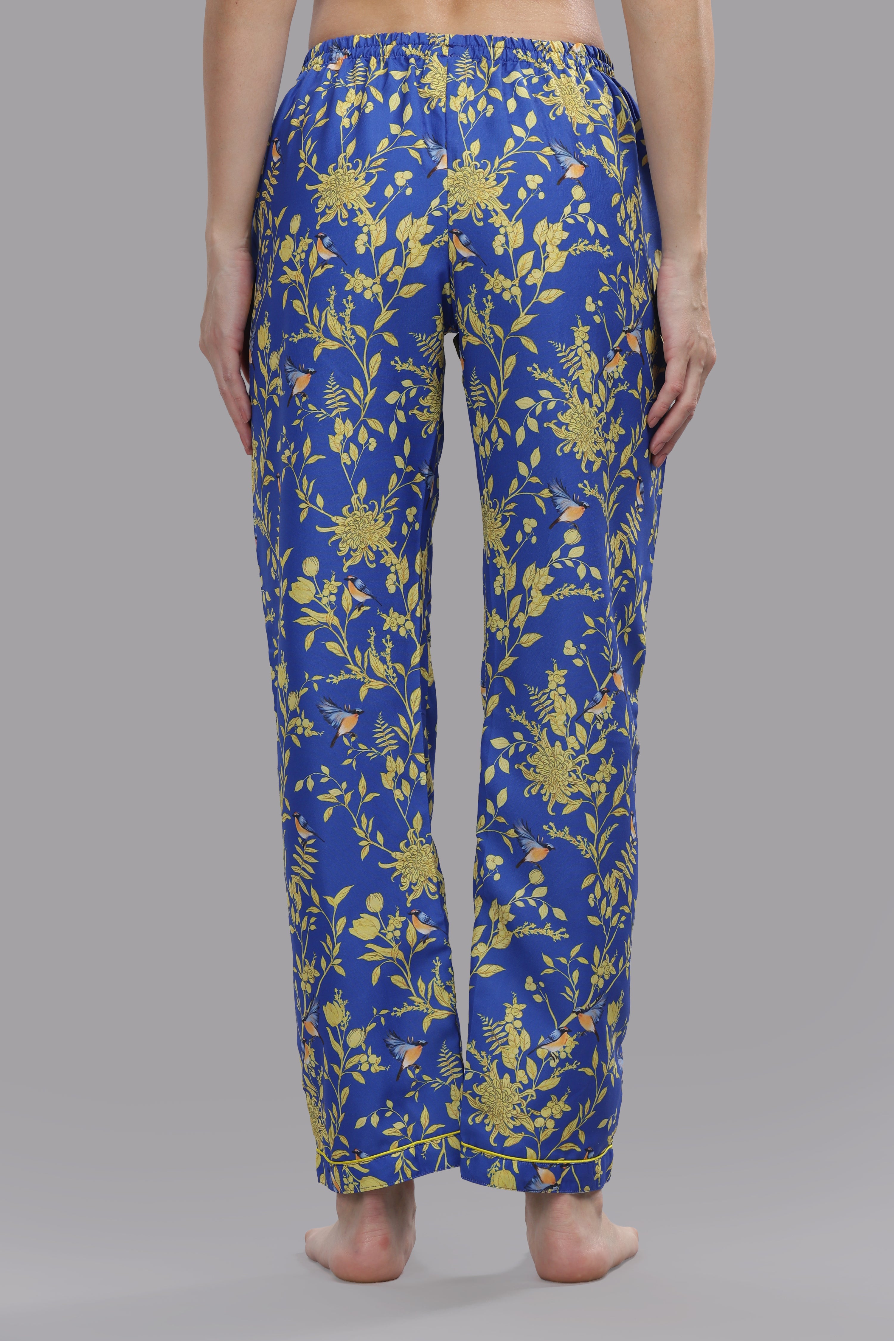Sunny Blues Button Down Pj Set - Cotton Rayon Pj Set with Notched Collar