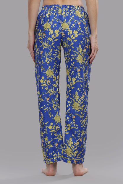 Sunny Blues Button Down Pj Set - Cotton Rayon Pj Set with Notched Collar