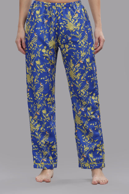 Sunny Blues Button Down Pj Set - Cotton Rayon Pj Set with Notched Collar