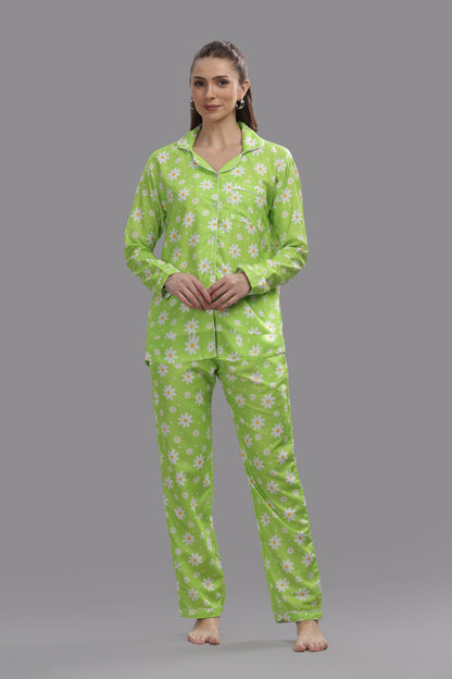 Daisy Dream Button Down Pj Set - Cotton Rayon Pj Set with Notched Collar