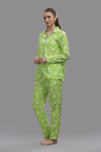 Daisy Dream Button Down Pj Set - Cotton Rayon Pj Set with Notched Collar