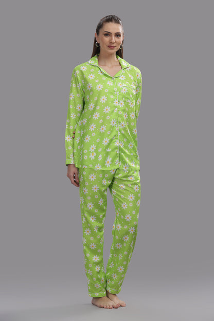 Daisy Dream Button Down Pj Set - Cotton Rayon Pj Set with Notched Collar