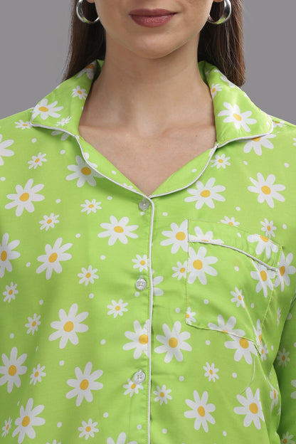 Daisy Dream Button Down Pj Set - Cotton Rayon Pj Set with Notched Collar