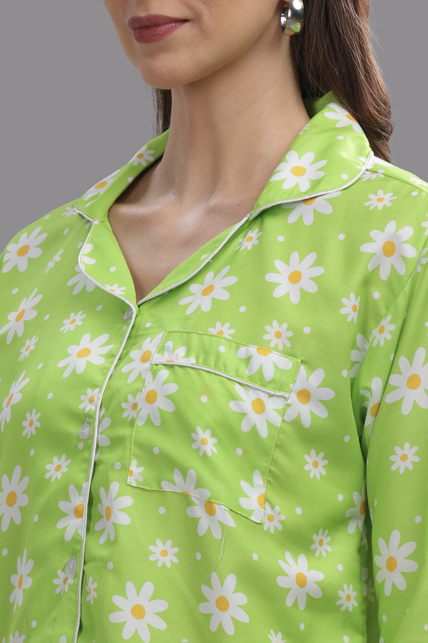 Daisy Dream Button Down Pj Set - Cotton Rayon Pj Set with Notched Collar