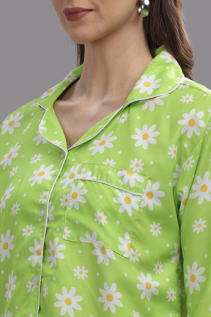 Daisy Dream Button Down Pj Set - Cotton Rayon Pj Set with Notched Collar