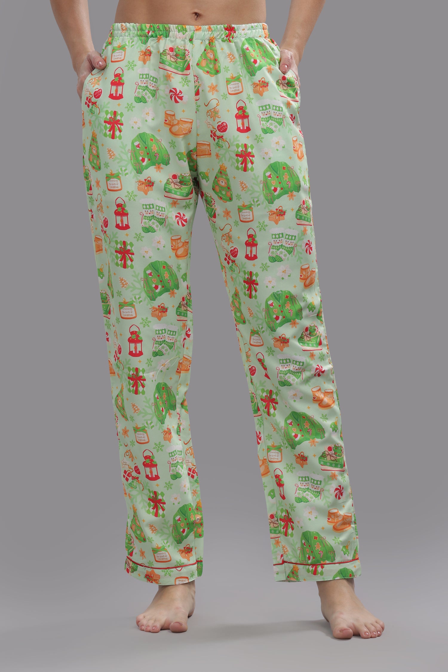 Cozy Christmas Button Down Pj Set - Cotton Rayon Pj Set with Notched Collar