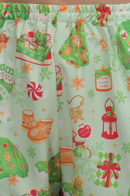 Cozy Christmas Button Down Pj Set - Cotton Rayon Pj Set with Notched Collar