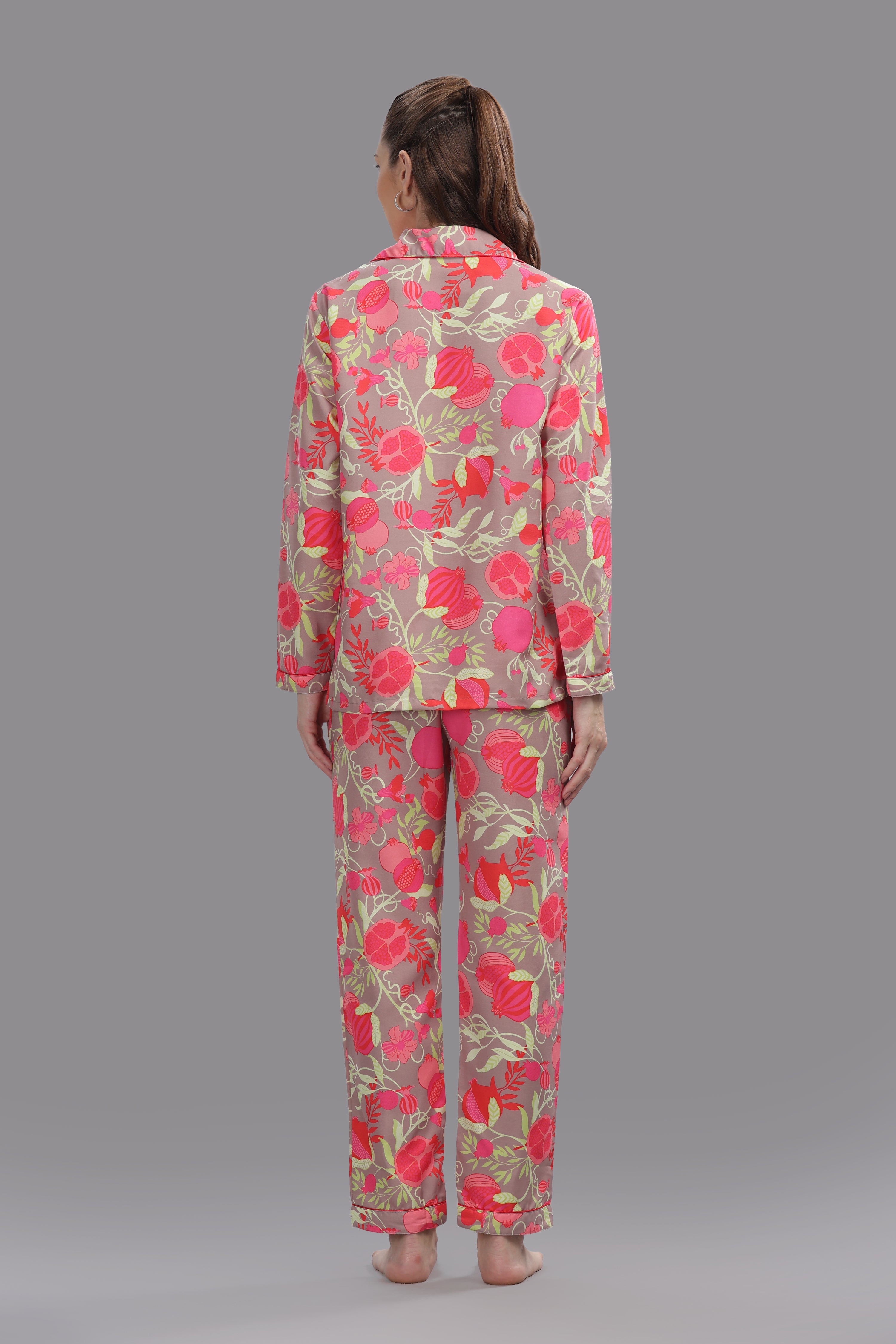Anaar Button Down Pj Set - Cotton Rayon Pj Set with Notched Collar