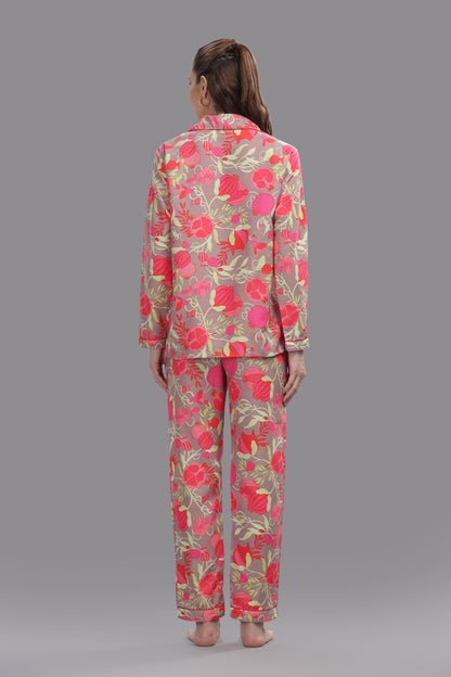 Anaar Button Down Pj Set - Cotton Rayon Pj Set with Notched Collar