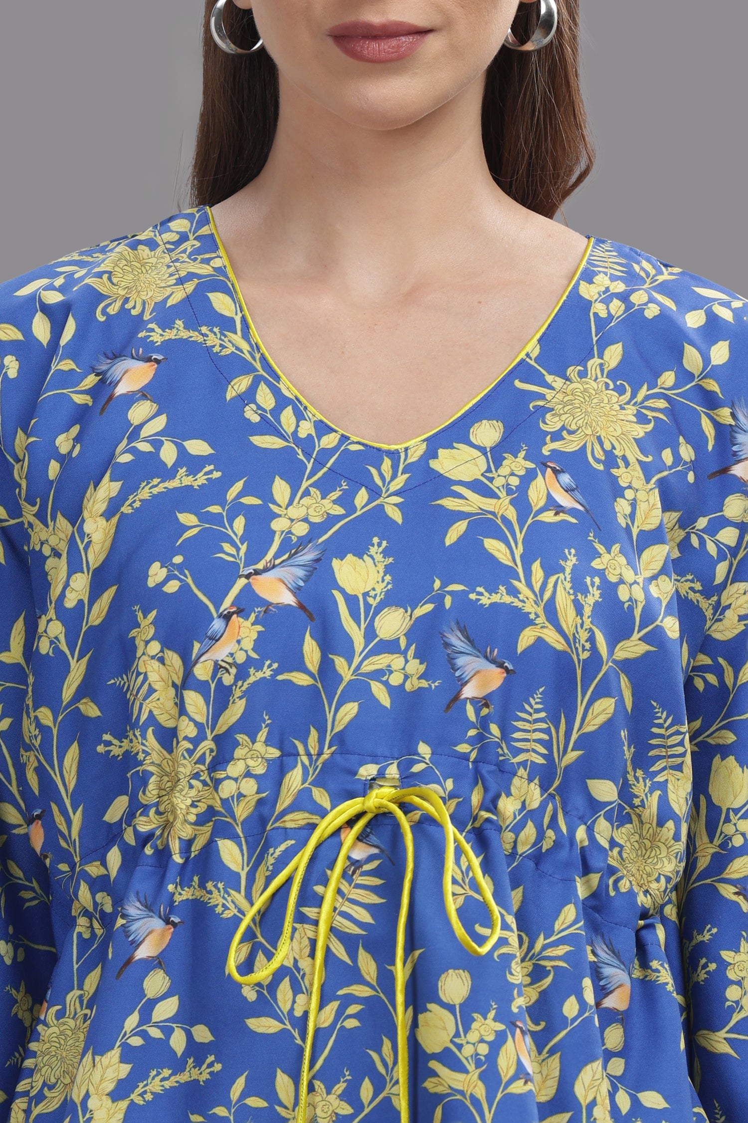 Sunny Blues Kaftan Pj Set - Cotton Rayon Pj Set in Kaftan Style