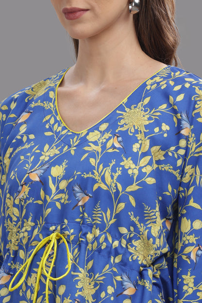 Sunny Blues Kaftan Pj Set - Cotton Rayon Pj Set in Kaftan Style