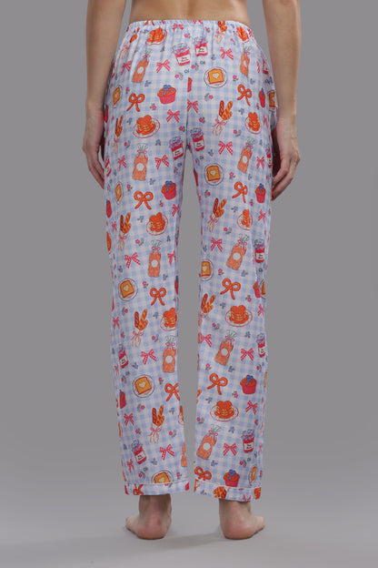 Breakfast Club Button Down Pj Set - Cotton Rayon Pj Set with Notched Collar