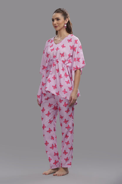 Butterfly Kaftan Pj Set - Cotton Rayon Pj Set in Kaftan Style