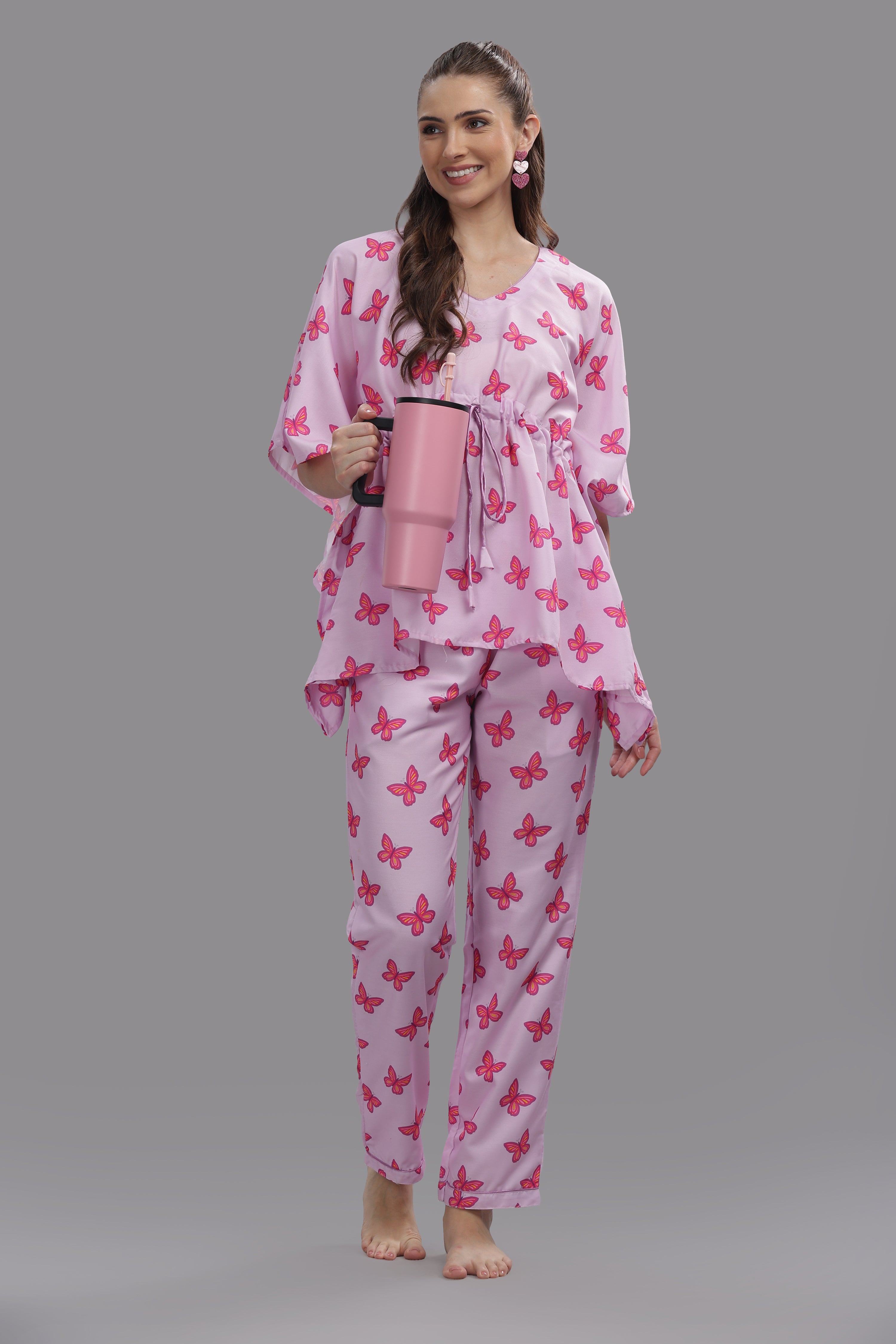 Butterfly Kaftan Pj Set - Cotton Rayon Pj Set in Kaftan Style