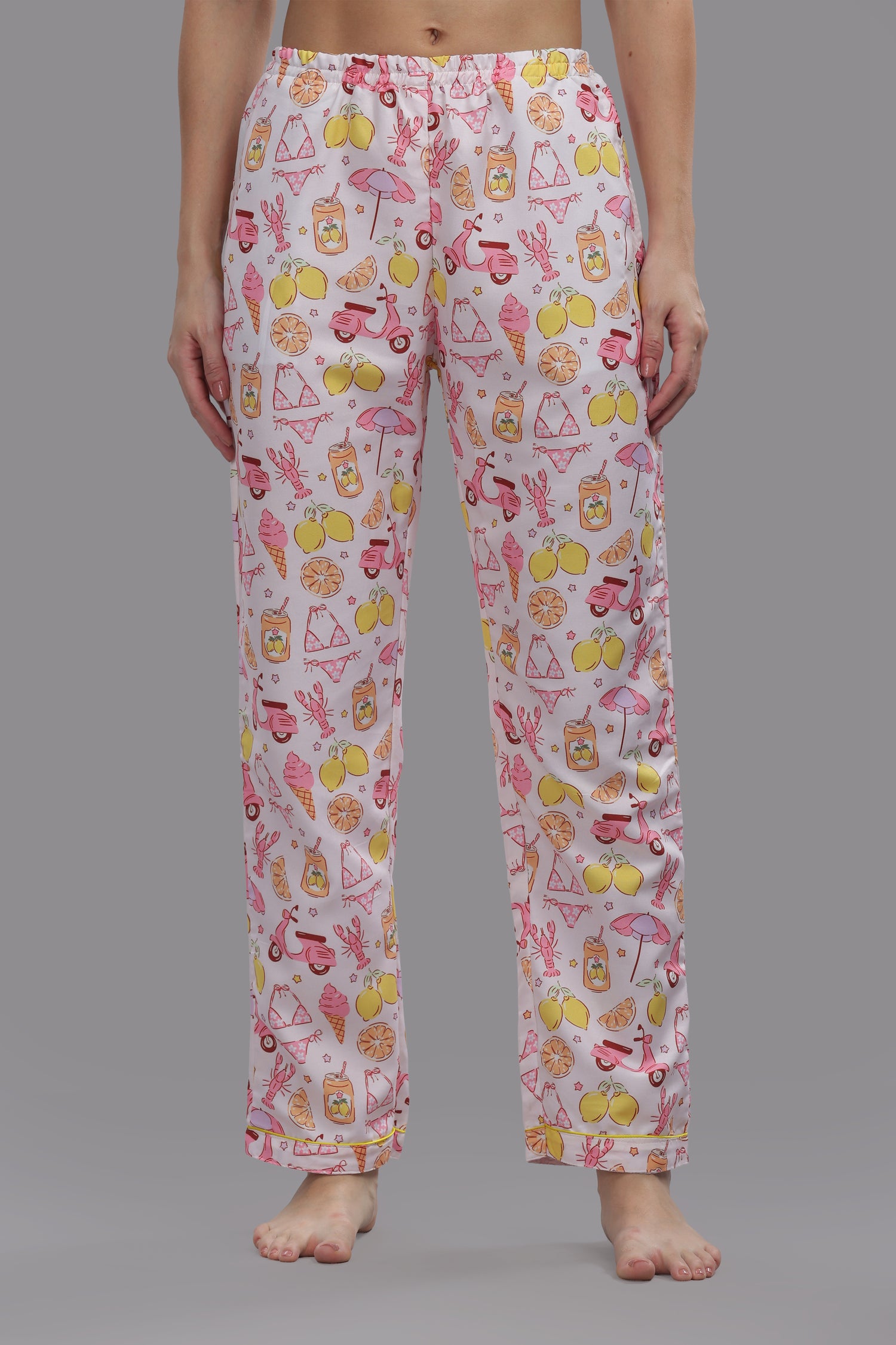 Tropical Joy Button Down Pj Set - Cotton Rayon Pj Set with Notched Collar