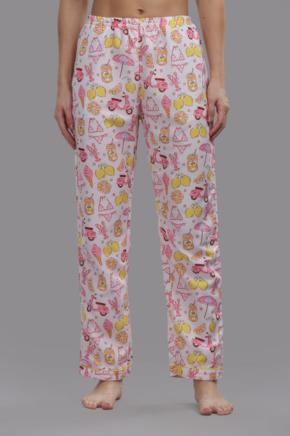 Tropical Joy Button Down Pj Set - Cotton Rayon Pj Set with Notched Collar