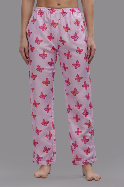 Butterfly Button Down Pj Set - Cotton Rayon Pj Set with Notched Collar