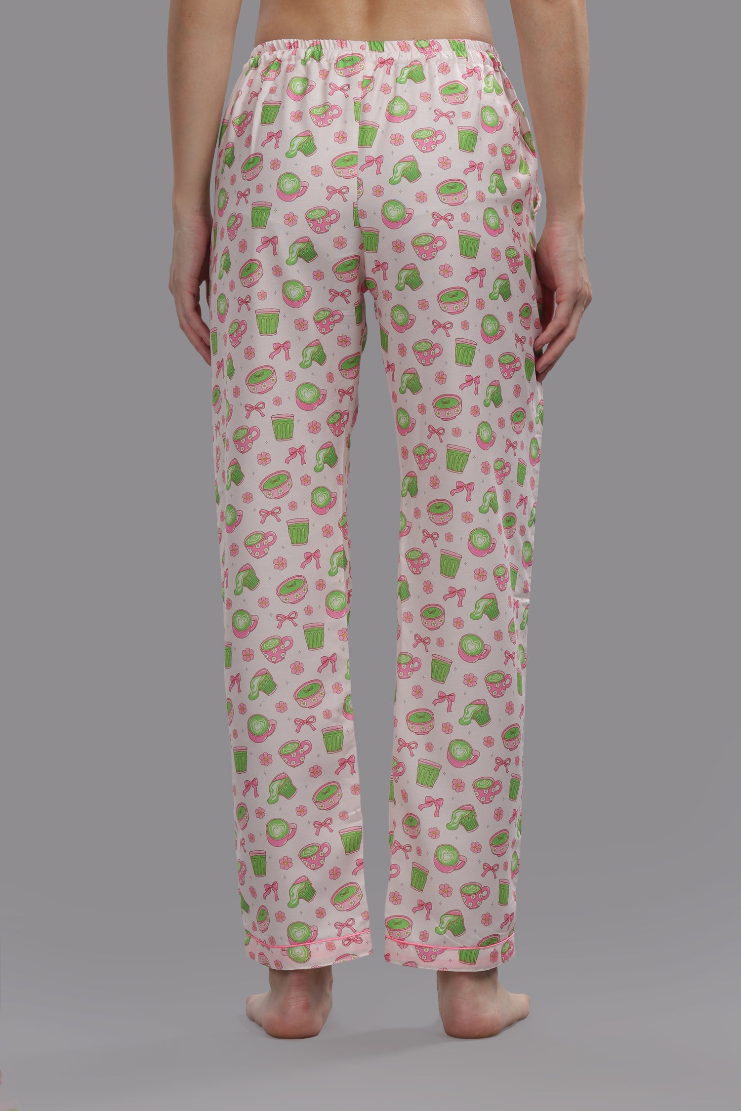 Matcha Button Down Pj Set - Cotton Rayon Pj Set with Notched Collar