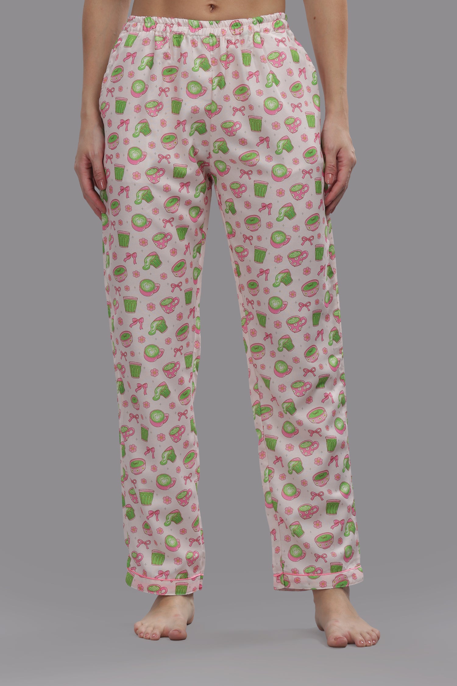 Matcha Button Down Pj Set - Cotton Rayon Pj Set with Notched Collar