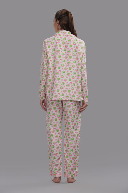 Matcha Button Down Pj Set - Cotton Rayon Pj Set with Notched Collar