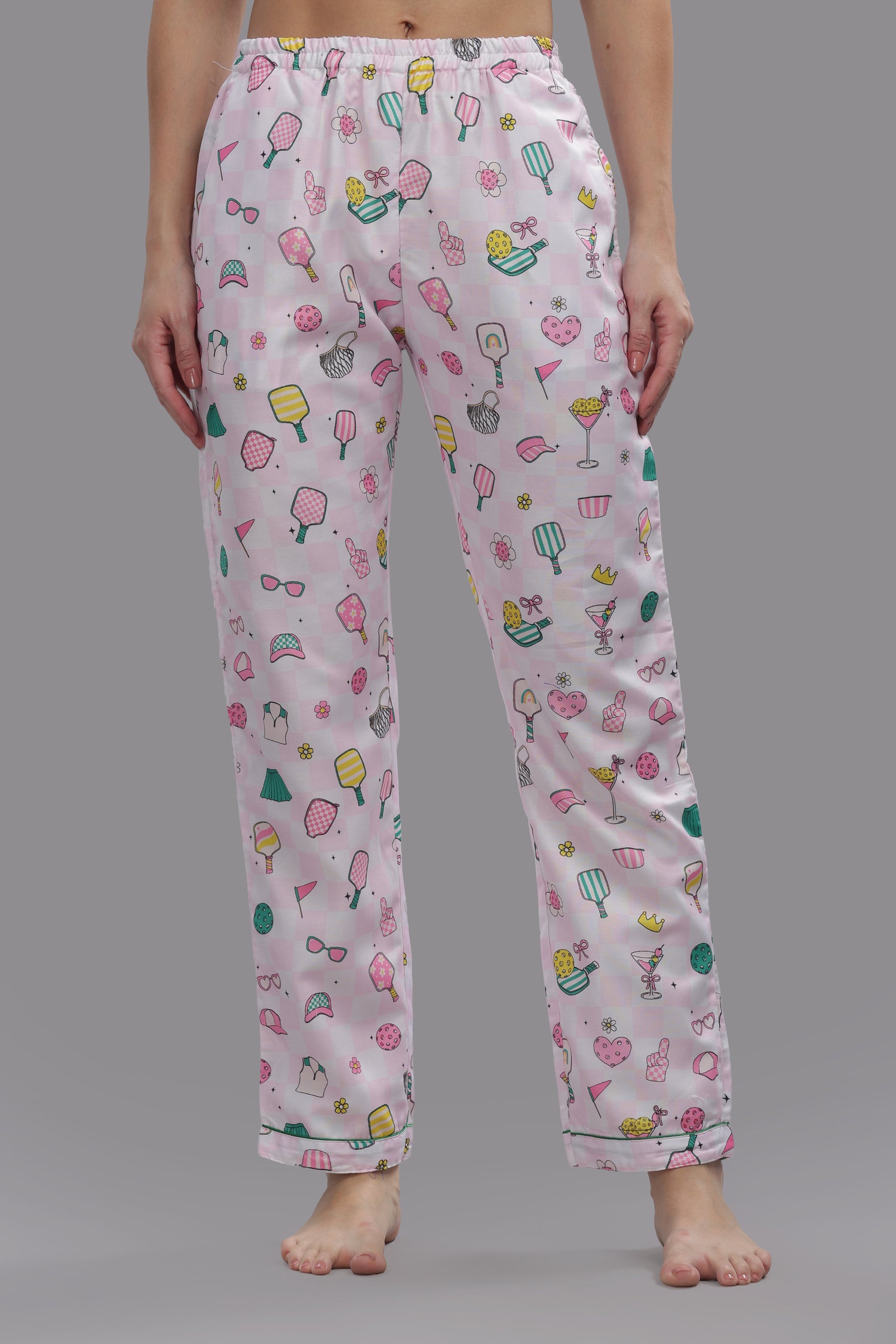 Pickleball Button Down Pj Set - Cotton Rayon Pj Set with Notched Collar