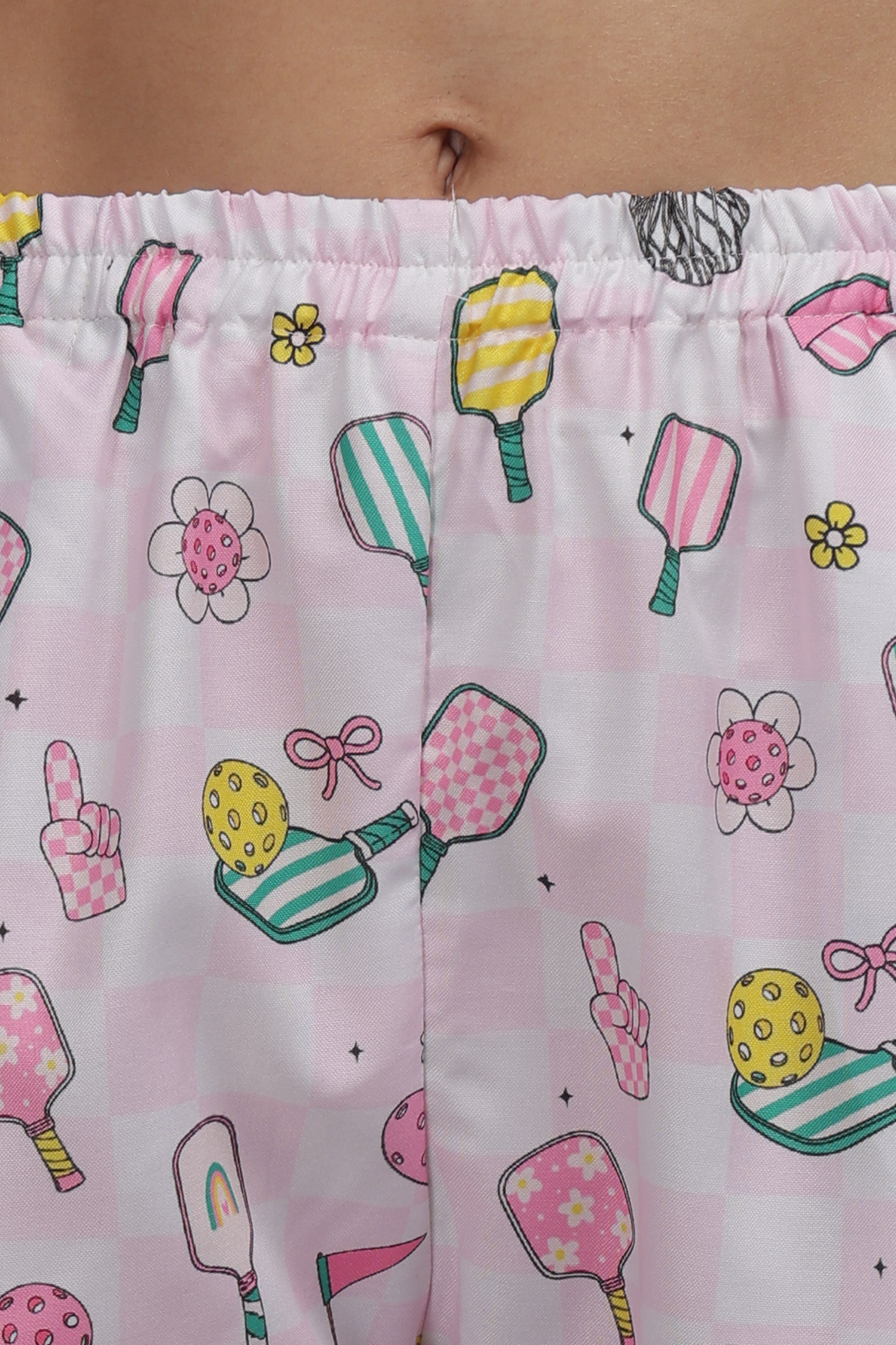 Pickleball Button Down Pj Set - Cotton Rayon Pj Set with Notched Collar