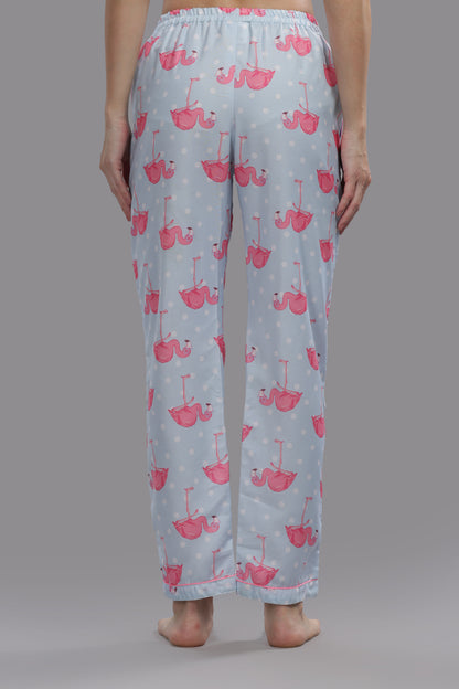 Flamingo and Dots Kaftan Pj Set - Cotton Rayon Pj Set in Kaftan Style