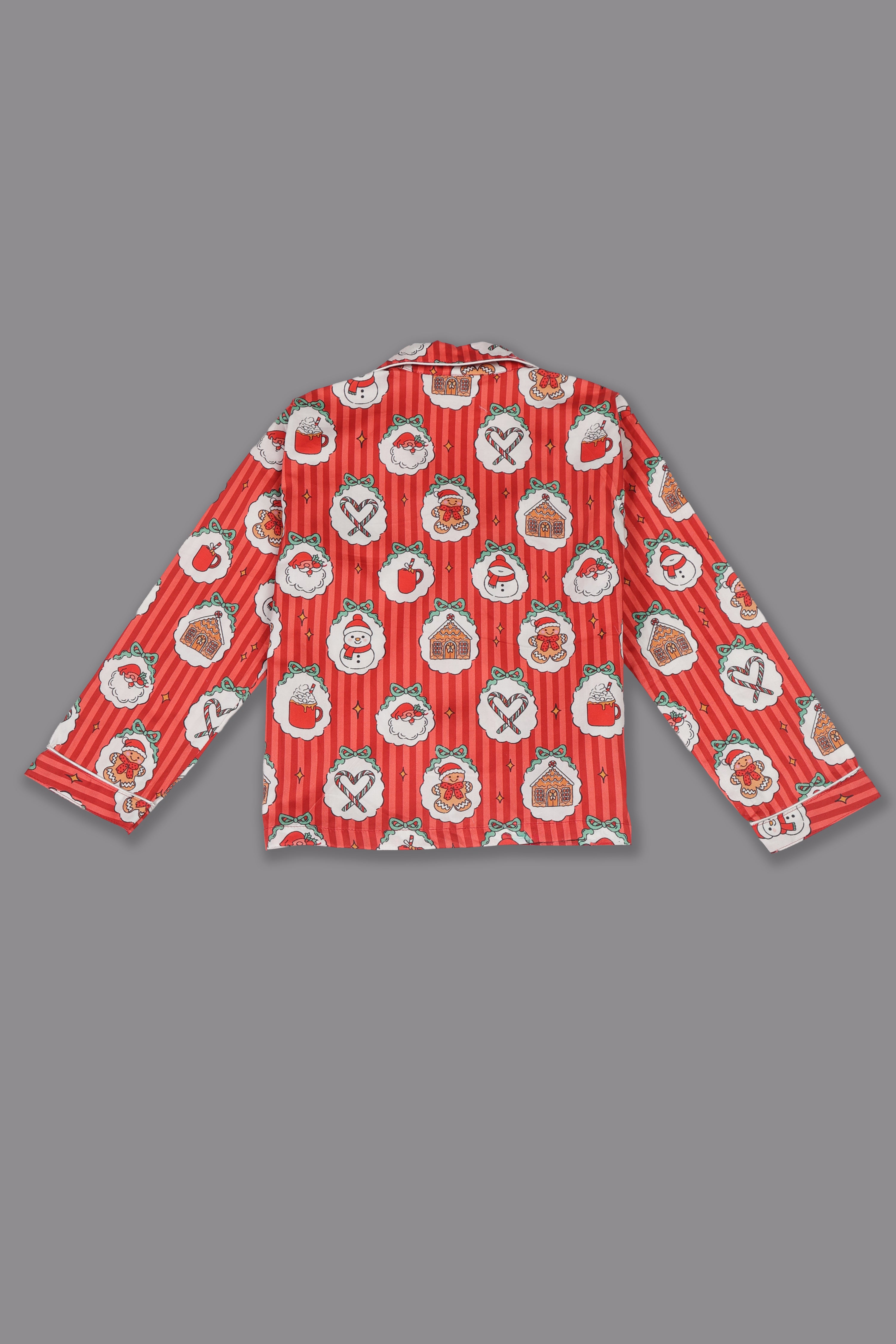 Christmas Carnival Kids Button Down Pj Set - Pure Cotton Pj Set with Notched Collar