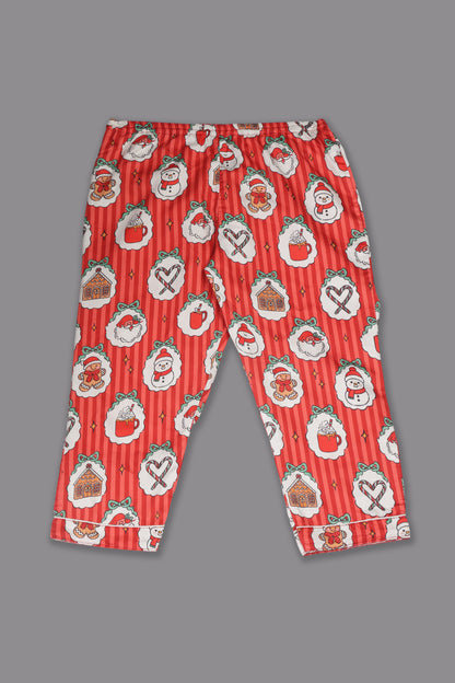 Christmas Carnival Kids Button Down Pj Set - Pure Cotton Pj Set with Notched Collar
