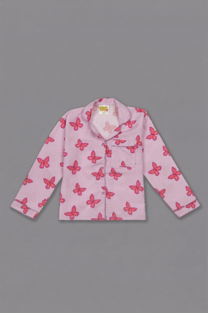 Butterfly Kids Pj Set - Cotton Rayon Pj Set with Notched Collar