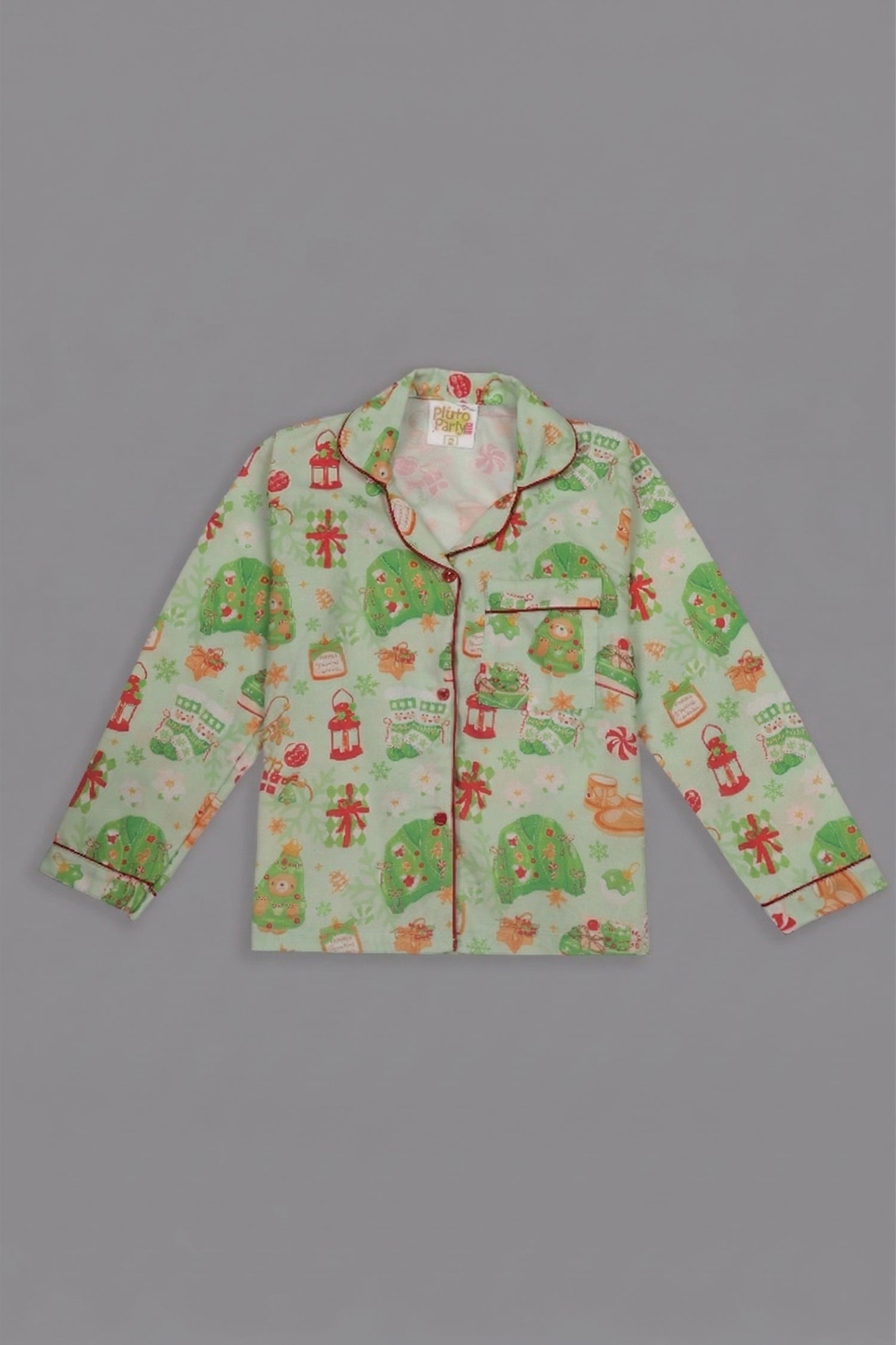 Cozy Christmas Kids Pj Set - Cotton Rayon Pj Set with Notched Collar