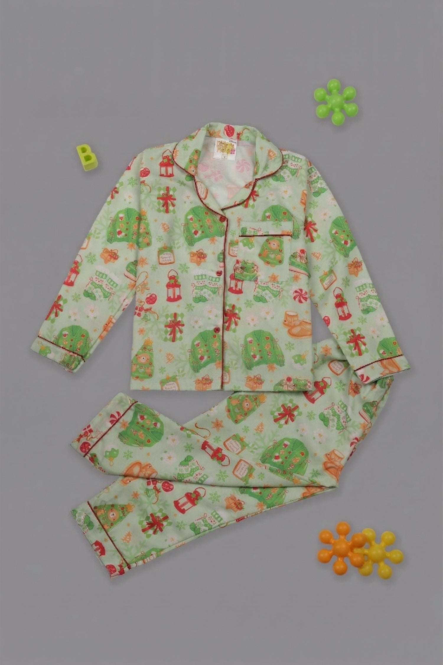 Cozy Christmas Kids Pj Set - Cotton Rayon Pj Set with Notched Collar