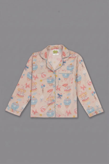 Funfair Kids Button Down Pj Set - Pure Cotton Pj Set with Notched Collar
