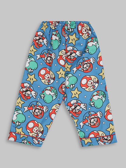 Super Mario Kids Button Down Pj Set - Pure Cotton Pj Set with Notched Collar