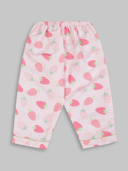 Strawberry Sweetheart Kids Pj Set - Cotton Rayon Pj Set with Notched Collar