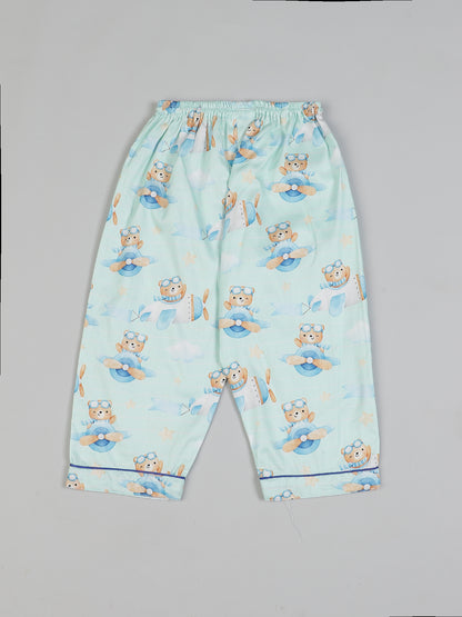 Fly High kids Button Down Pj Set - Pure Cotton Pj Set with Notched Collar
