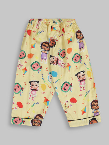 Cocomelon kids Button Down Pj Set - Pure Cotton Pj Set with Notched Collar