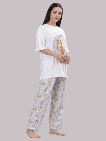 Hugs &amp; Stripes T-shirt Pj Set - Oversized Tshirt with Pj Combo