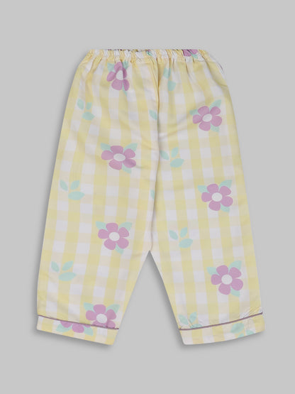 Blooming Checks Kids Pj Set - Cotton Rayon Pj Set with Notched Collar