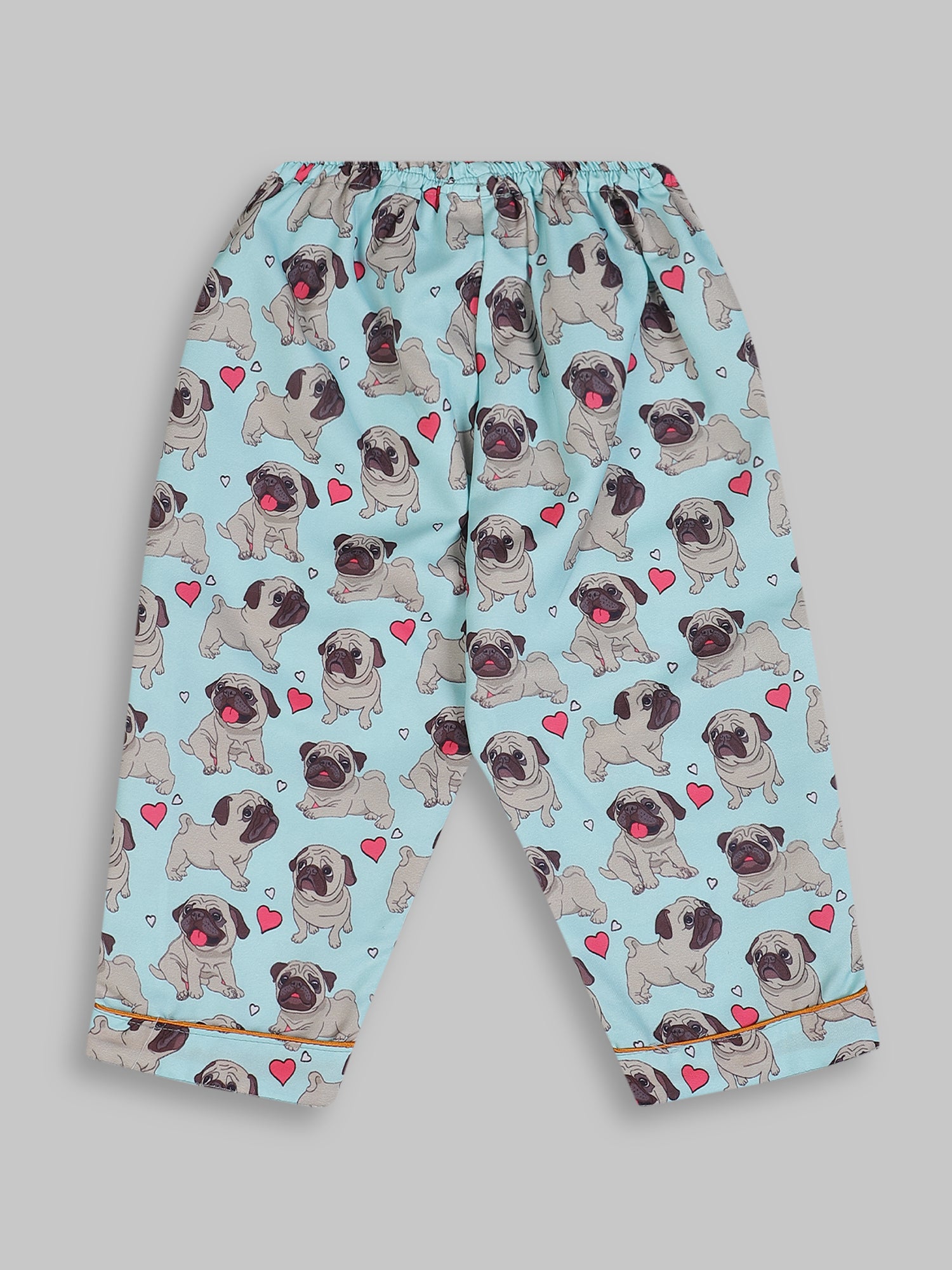 Snuggle Pug Kids Pj Set - Cotton Rayon Pj Set with Notched Collar