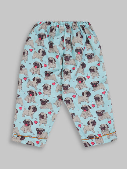 Snuggle Pug Kids Pj Set - Cotton Rayon Pj Set with Notched Collar