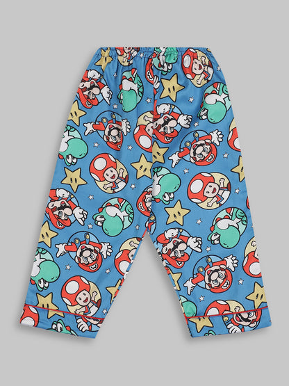 Super Mario Kids Button Down Pj Set - Pure Cotton Pj Set with Notched Collar